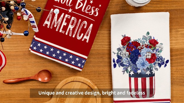 Amazon.com: ARKENY Star Flower 4th of July Kitchen Towels Dish